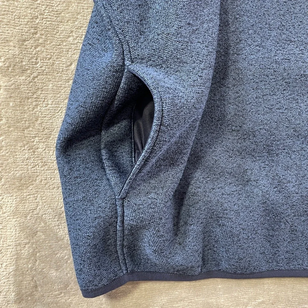 Eddie Bauer  Fleece Pullover Mens Large Heathered Blue Mock Neck School Preppy